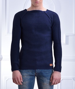 Ανδρικό σκούρο μπλε πουλόβερ