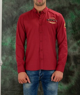 Ανδρικό μπορντό πουκάμισο T050