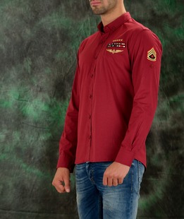 Ανδρικό μπορντό πουκάμισο T050