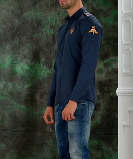 Ανδρικό πουκάμισο μπλε T054 Ανδρικό πουκάμισο μπλε T054