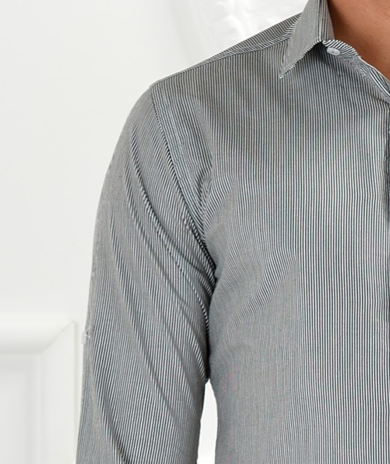 Ανδρικό πουκάμισο σε ασπρό-μαυρες ρίγες ENS