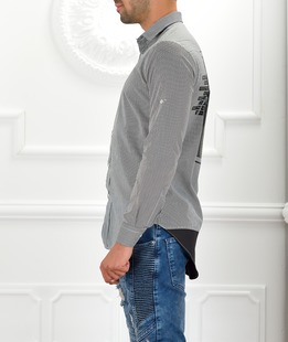 Ανδρικό πουκάμισο σε ασπρό-μαυρες ρίγες ENS