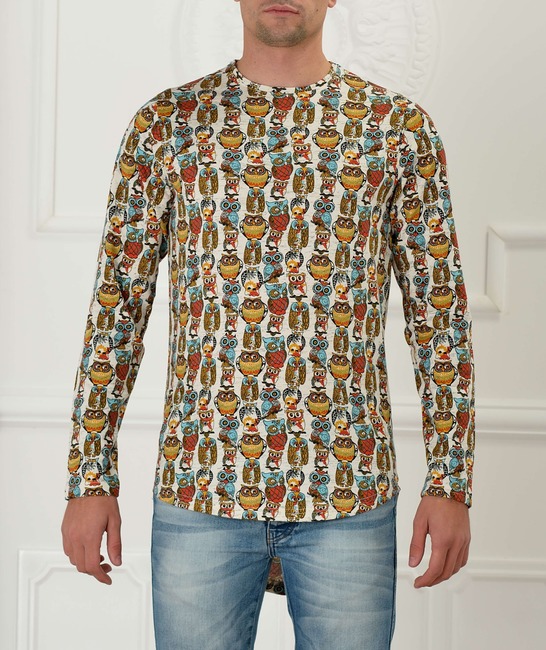 Ανδρική μπλούζα με κουκουβάγιες