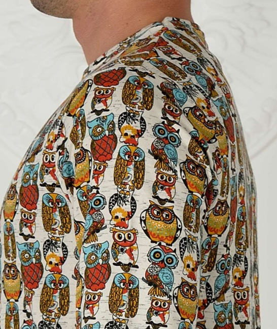 Ανδρική μπλούζα με κουκουβάγιες