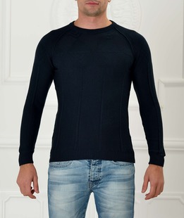 Ανδρικό λεπτό σκούρο μπλε πουλόβερ