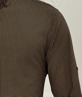 Ανδρικό σκούρο μπλε πουκάμισο με κίτρινα τετράγωνα