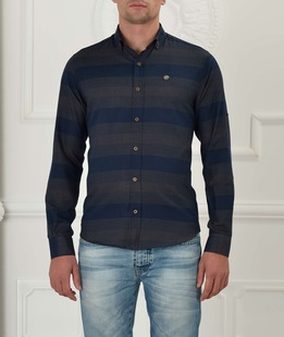 Σκούρο μπλε πουκάμισο με κίτρινες κουκκίδες