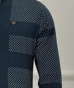 Ανδρικό μπλε πουκάμισο με λευκές κουκίδες ENS