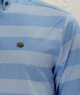 Ανδρικό γαλάζιο πουκάμισο με λευκά και μπλε ορθογώνια