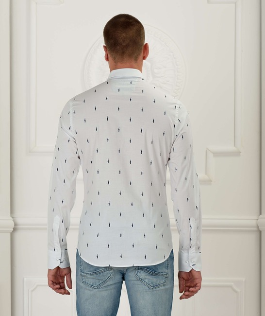 Ανδρικό λευκό πουκάμισο με σχέδιο αστραπές