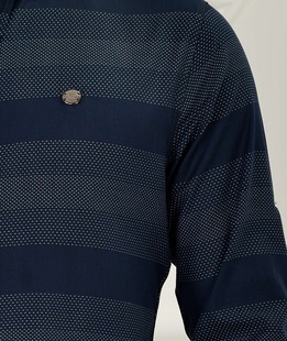 Ανδρικό σκούρο μπλε πουκάμισο με λευκές κουκίδες ENS