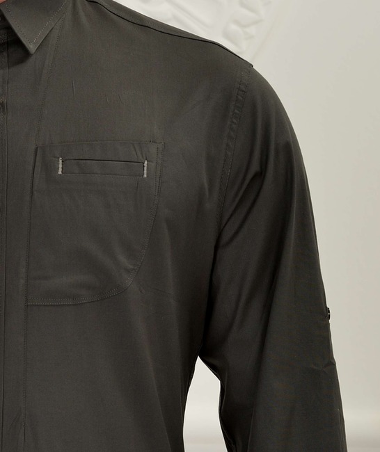 Ανδρικό σκούρο γκρι πουκάμισο με τσέπη