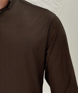 Ανδρικό πουκάμισο indigo με κίτρινες κουκκίδες