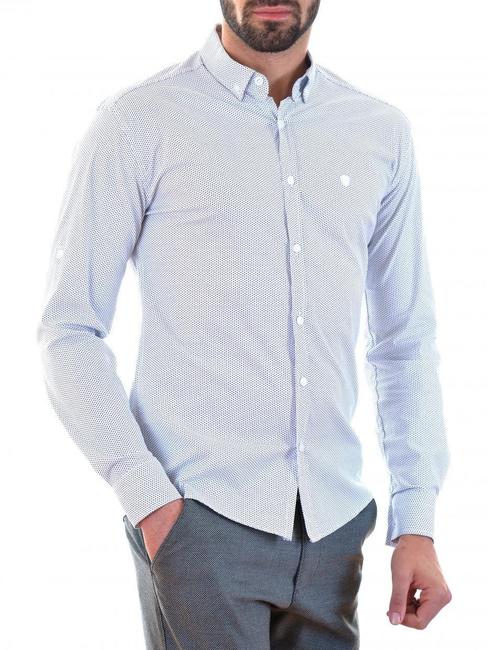 Ανδρικό λευκό πουκάμισο με μικρά σκούρα μπλε ρομβοειδή