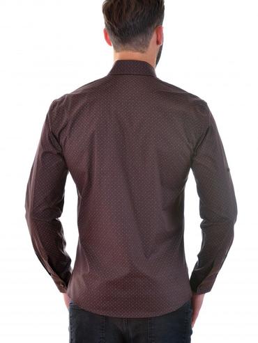 Ανδρικό καφέ πουκάμισο με στοιχεία Ανδρικό καφέ πουκάμισο με στοιχεία