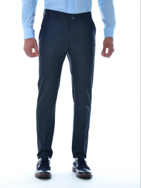 Ανδρικό καρό παντελόνι με 5 τσέπες σκούρο μπλε  χρώμα