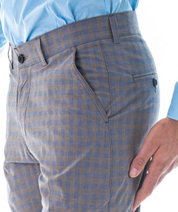 Ανδρικό σιέλ εφαρμοστό καρό παντελόνι