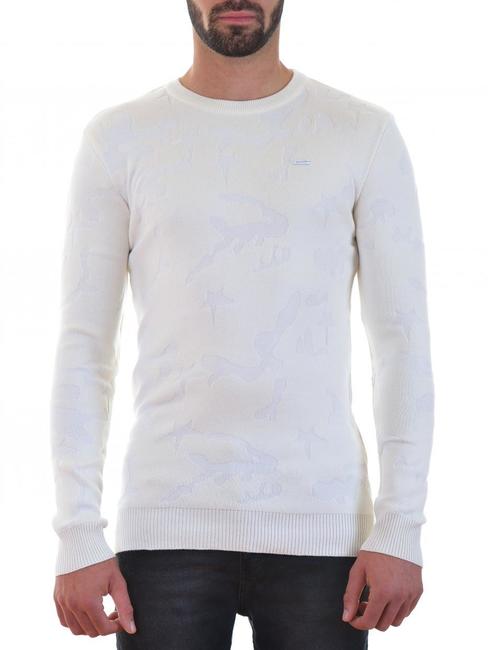Ανδρικό λευκό πουλόβερ με σχέδια 