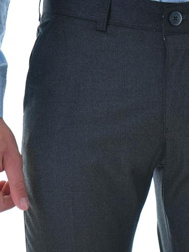 Ανδρικό  καρό παντελόνι σκούρο γκρι χρώμα