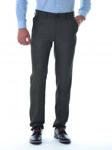 Ανδρικό εφαρμοστό παντελόνι με 5 τσέπες από ανάγλυφο ύφασμαμαύρο χρώμα