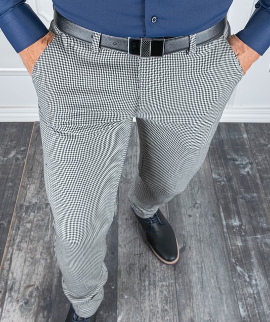 Ανδρικό παντελόνι Houndstooth γκρι χρώμα χοντρό ύφασμα 