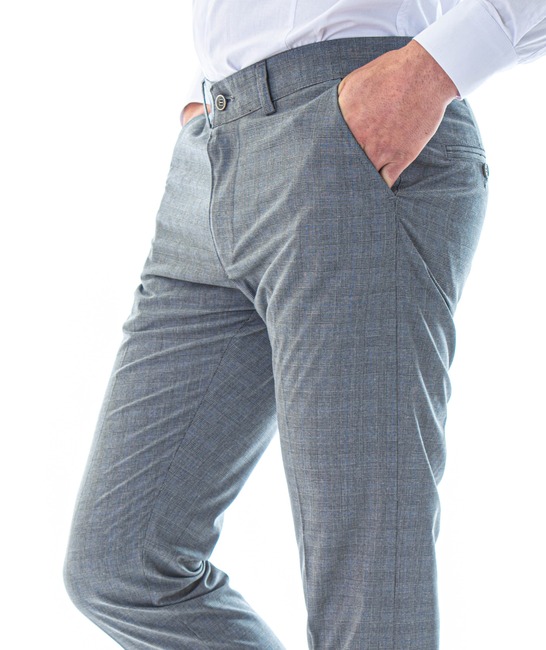 Ανδρικό καρό εφαρμοστό παντελόνι γκρι χρώμα