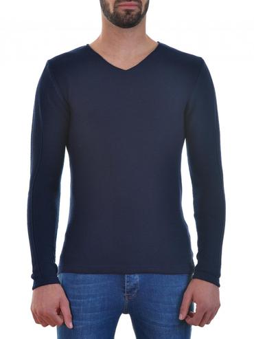 Ανδρικό σκούρο μπλε πουλόβερ με  λαιμόκοψη V