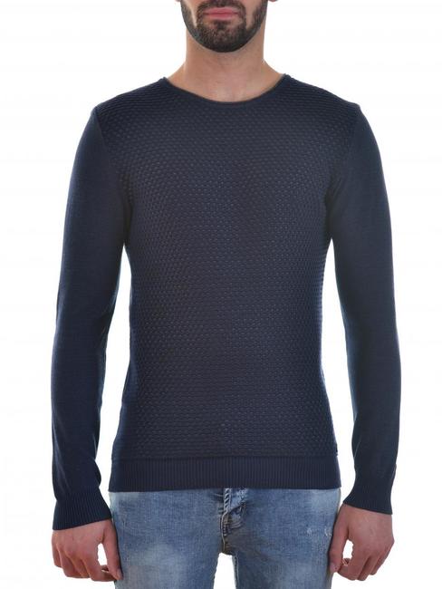 Ανδρικό σκούρο μπλε πουλόβερ με γιακά γύρω από το λαιμό