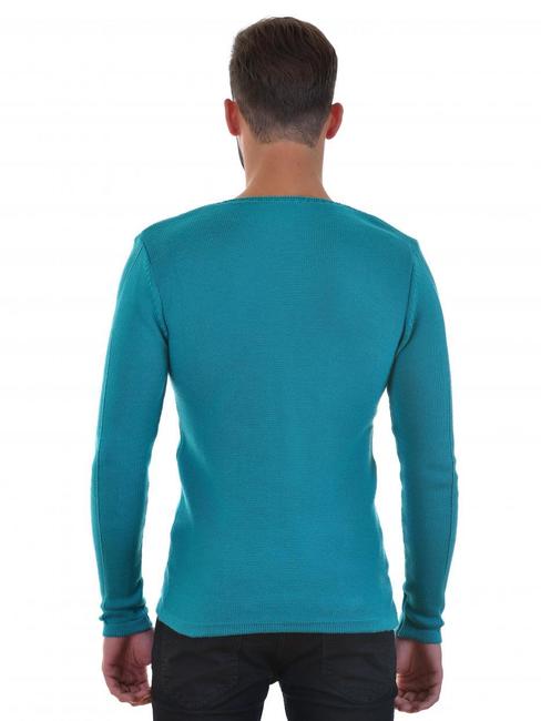 Ανδρικό απλό πουλόβερ με χρώμα τουρκουάζ