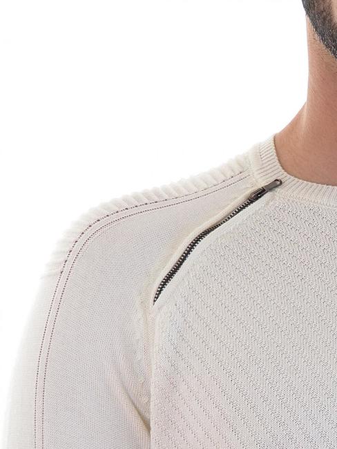 Ανδρικό λευκό πουλόβερ λεπτή εφαρμογή με φερμουάρ
