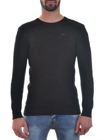 Ανδρικό πουλόβερ με σχέδια μαύρο χρώμα