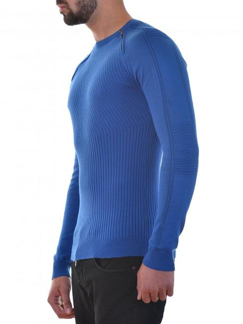 Ανδρικό μπλε πουλόβερ Slim Fit με φερμουάρ