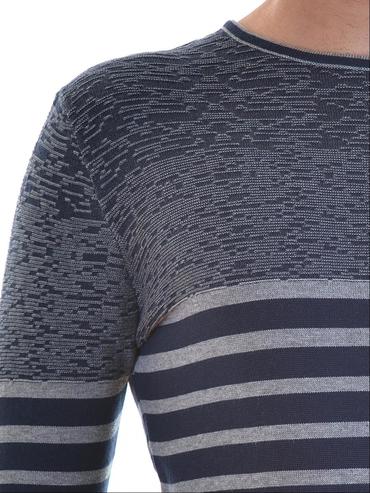 Ανδρικό σκούρο μπλε πουλόβερ με ρίγες