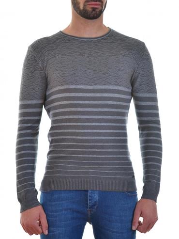 Ανδρικό σκούρο γκρι πουλόβερ με ρίγες