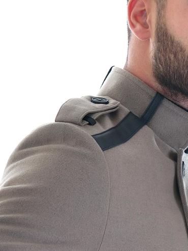 Ανδρικό κοντό παλτό σε καφέ  χρομα στάχτη με δύο σειρές στερέωσης