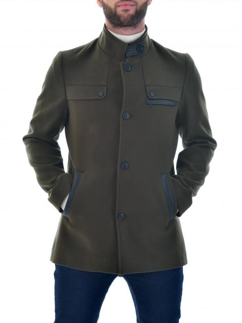 Ανδρικό παλτό χρώμα χακί με στρατιωτικό γιακά