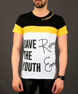 Ανδρικό ασπρό-μαυρο μπλουζάκι με μαύρη επιγραφή