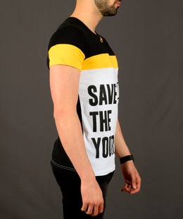 Ανδρικό ασπρό-μαυρο μπλουζάκι με μαύρη επιγραφή