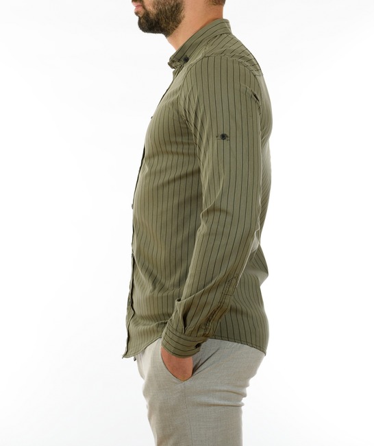 Ανδρικό πράσινο πουκάμισο με μαύρες ρίγες