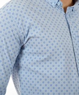 Ανδρικό μπλε πουκάμισο με πράσινες τελείες και μπλε κύκλους