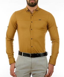 Ανδρικό πουκάμισο χρώμα μουστάρδας