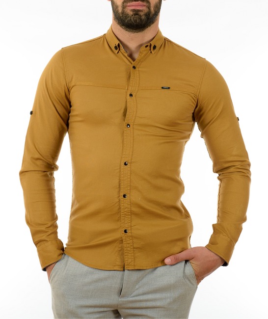 Ανδρικό πουκάμισο χρώμα μουστάρδας