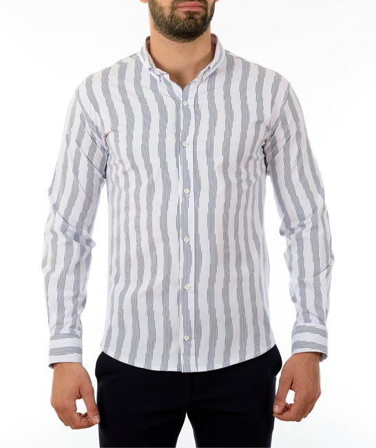 Ανδρικό πουκάμισο λευκό με γραμμές ζέβρας