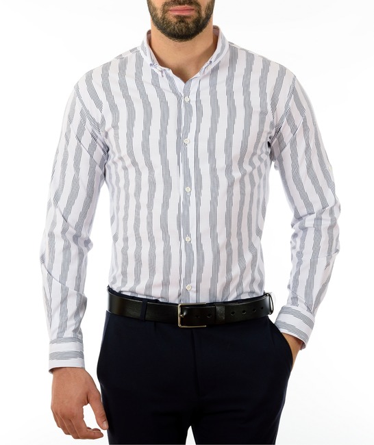 Ανδρικό πουκάμισο λευκό με γραμμές ζέβρας