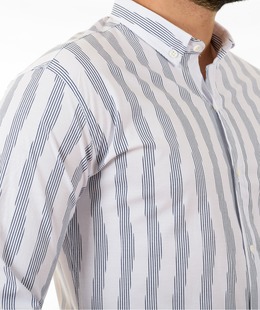 Ανδρικό πουκάμισο λευκό με γραμμές ζέβρας