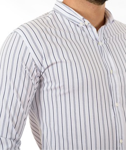 Ανδρικό λευκό πουκάμισο με διακεκομμένες και συνεχείς γραμμές