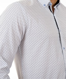 Ανδρικό λευκό πουκάμισο με πουά σε κύκλο