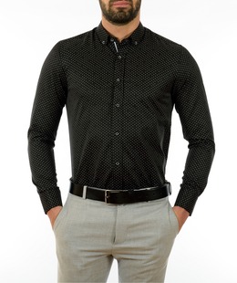 Ανδρικό μαύρο πουκάμισο με λευκά Hicks