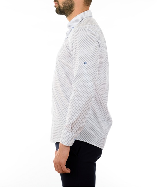 Ανδρικό λευκό πουκάμισο με μικρές νιφάδες και τελείες