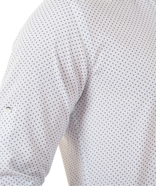 Ανδρικό λευκό πουκάμισο με μικρές νιφάδες και τελείες